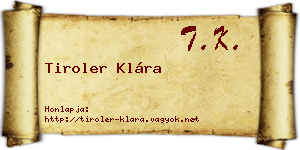 Tiroler Klára névjegykártya